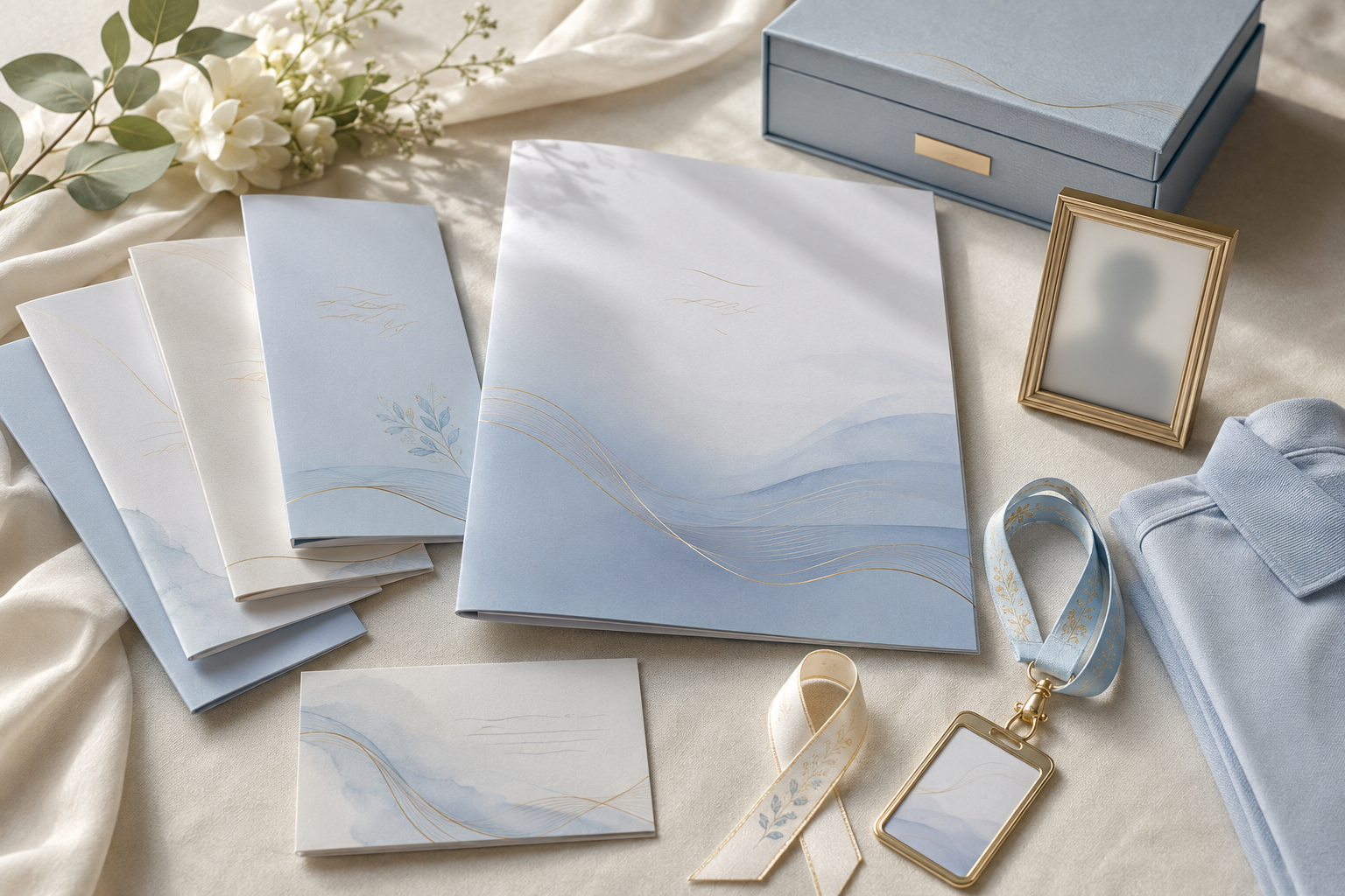 Elegant coordinated memorial keepsakes and apparel